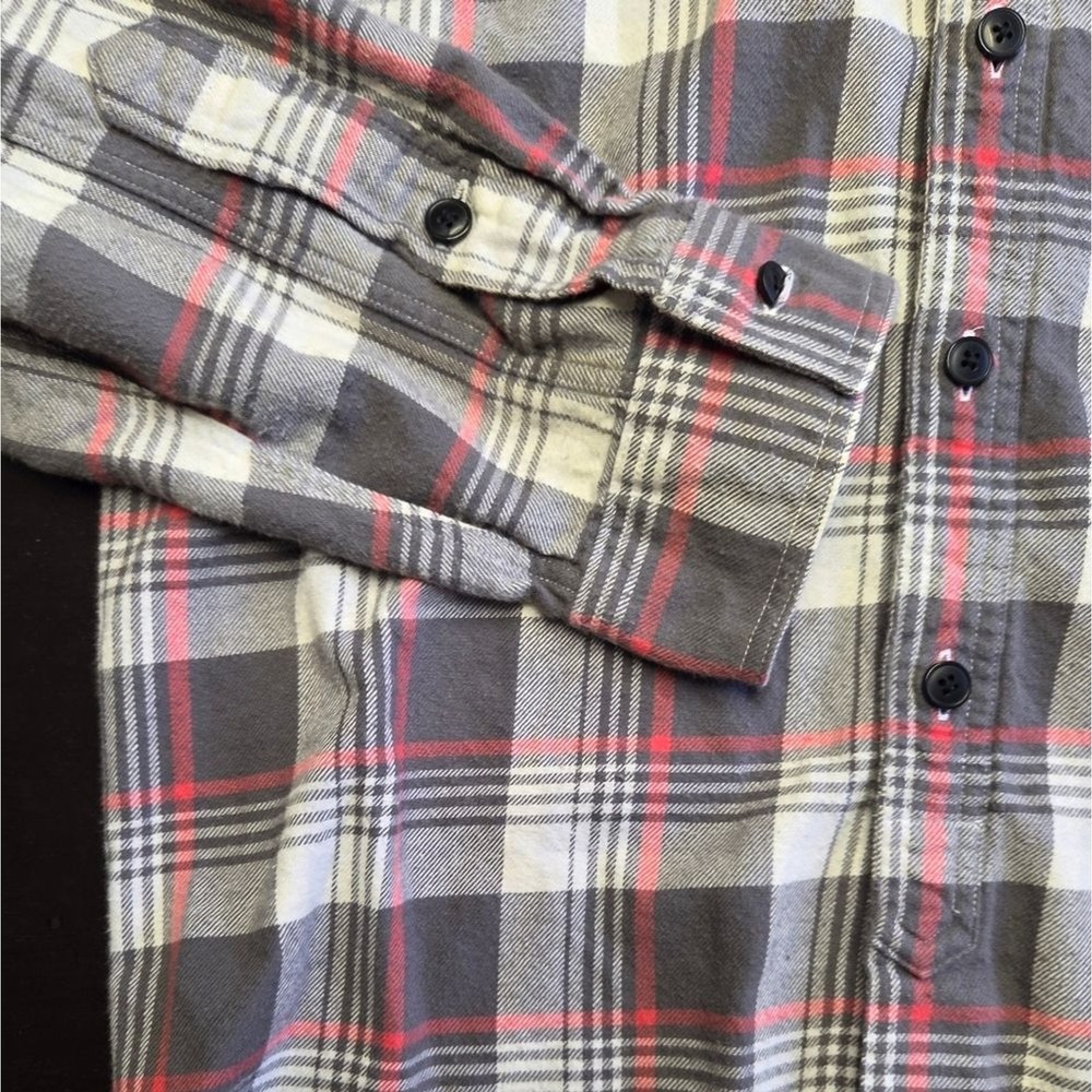 J. Crew Mens Tailored Fit Flannel Shirt XL Grey Plaid Long Sleeve Button Down - Picture 3 of 5
